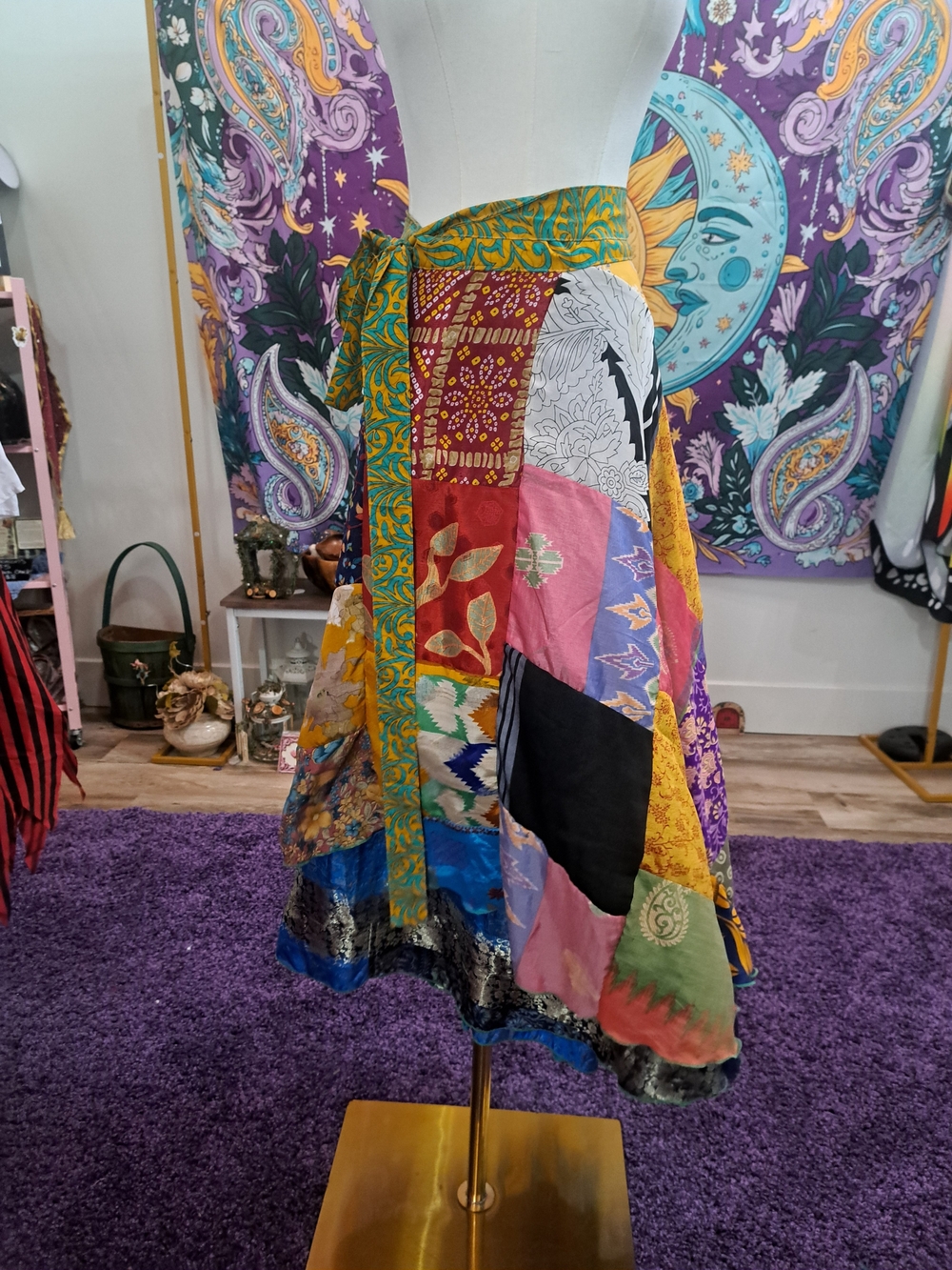 Wanderlight Convertible Silk Wrap • Vintage Sari Patchwork • NWT